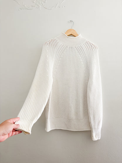 J Crew White Relaxed Rollneck Sweater (S)