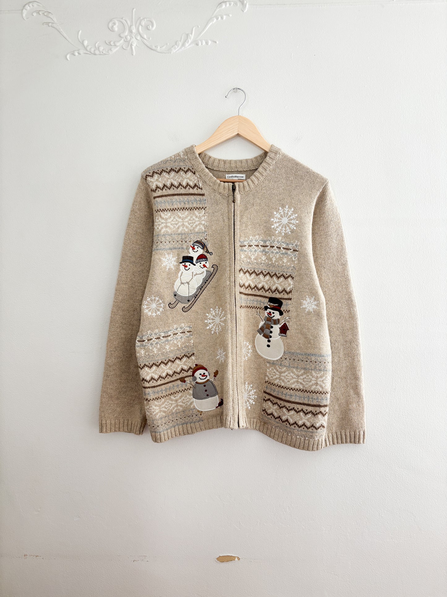 Vintage Croft & Barrow Snowman Cardigan (XL)