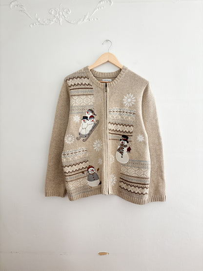Vintage Croft & Barrow Snowman Cardigan (XL)