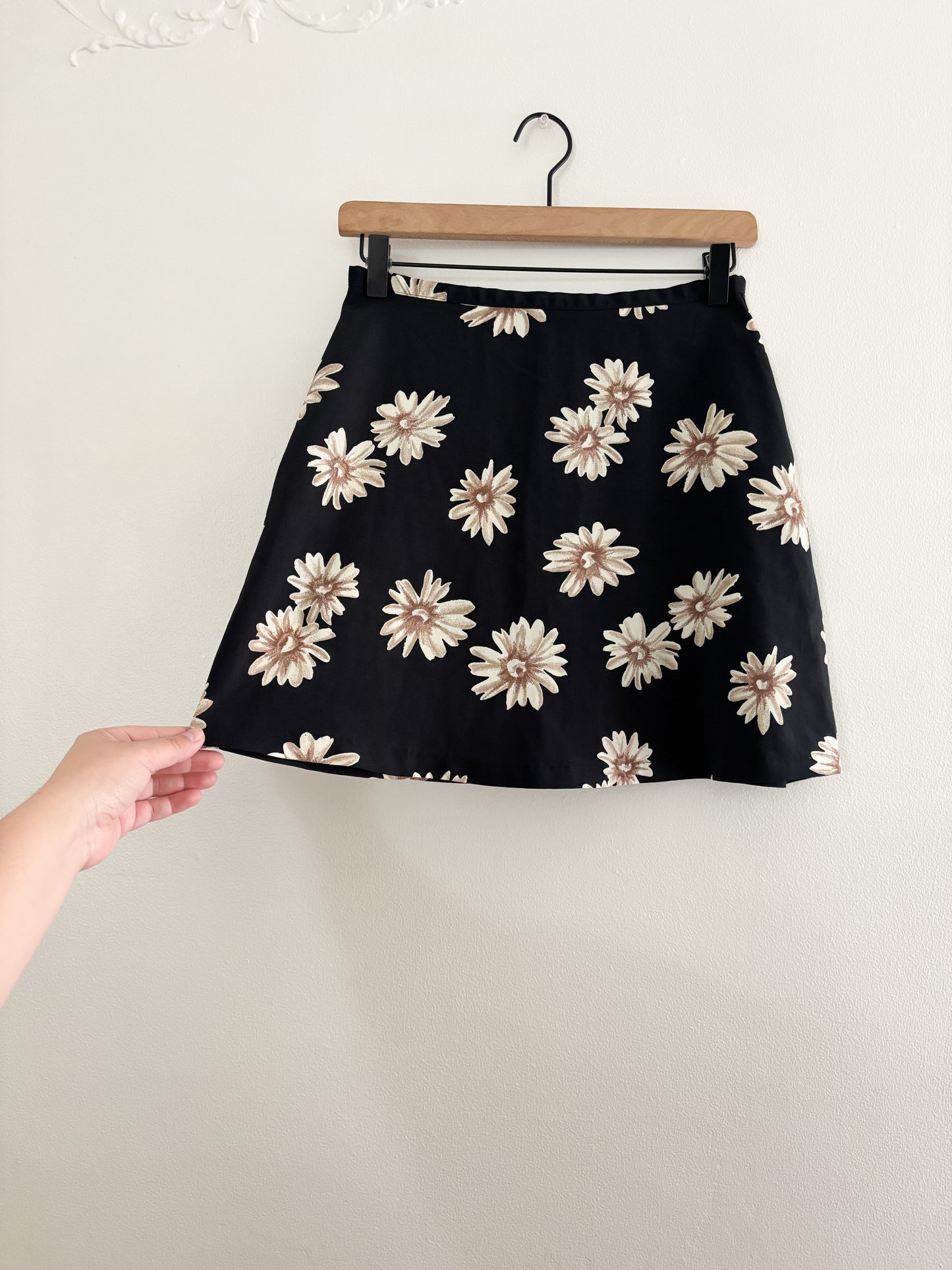 Vintage black floral mini skirt (26”)