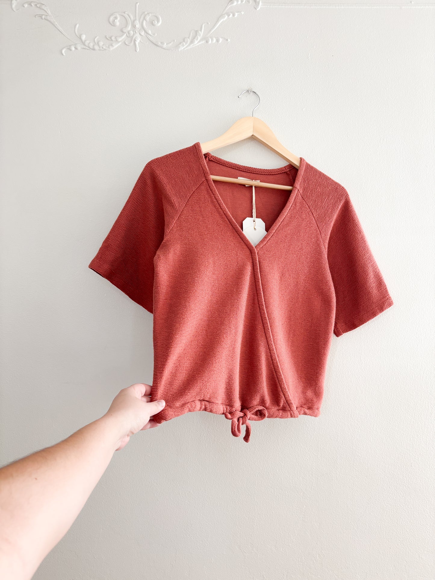 Madewell Drapey Ottoman Jacquard Wrap Top (S)