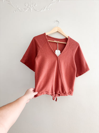 Madewell Drapey Ottoman Jacquard Wrap Top (S)