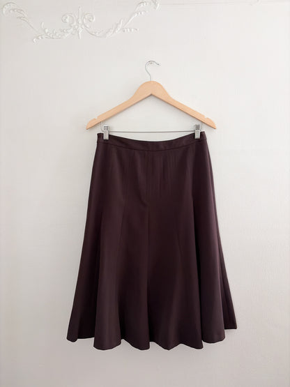 Vintage Brown Pleated Midi Skirt (28”)