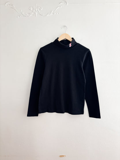 Black Snowman Embroidered Turtleneck (M)