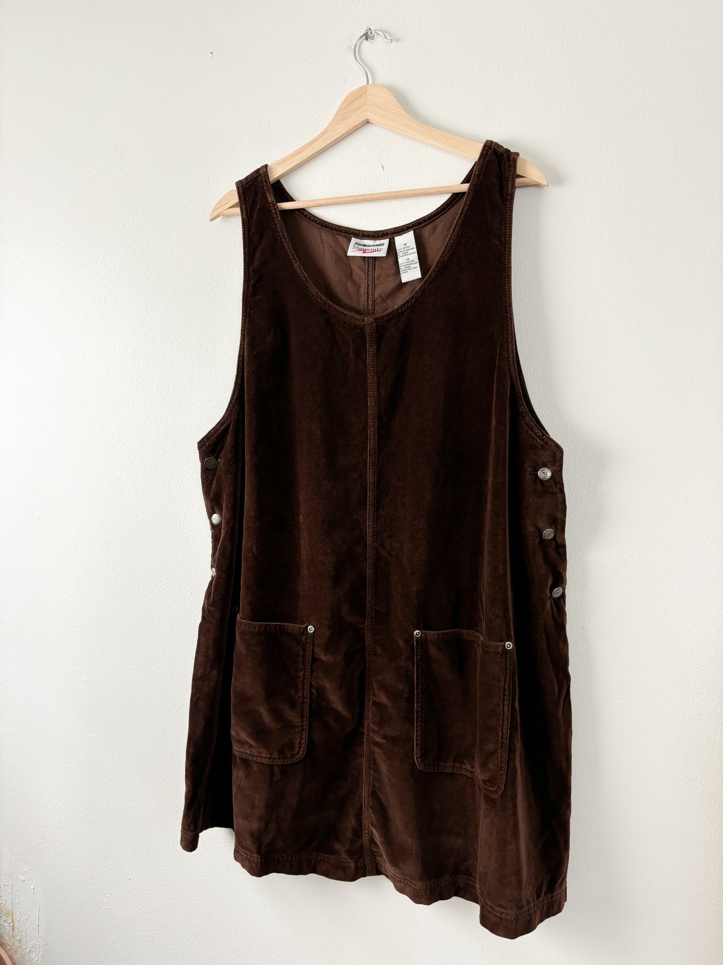 Vintage Brown Velvet Overall Dress