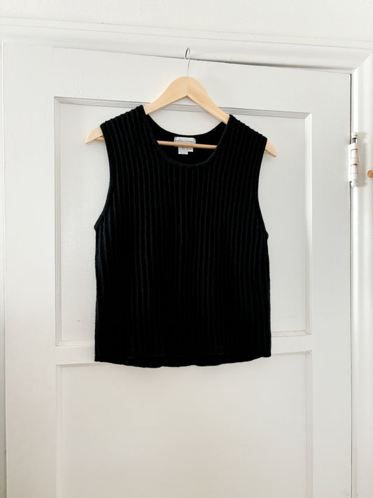 Vintage Black Knit Tank (L)