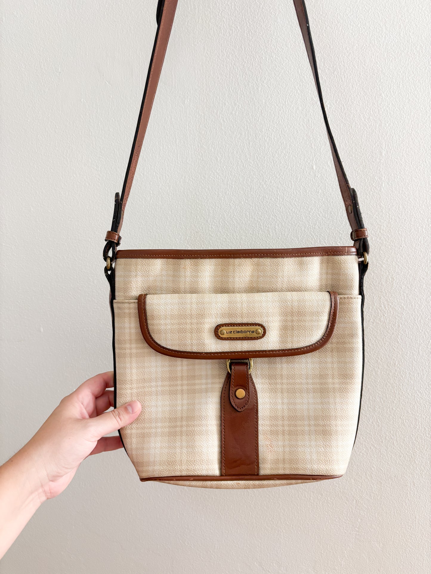 Vintage Liz Claiborne Plaid Leather Purse
