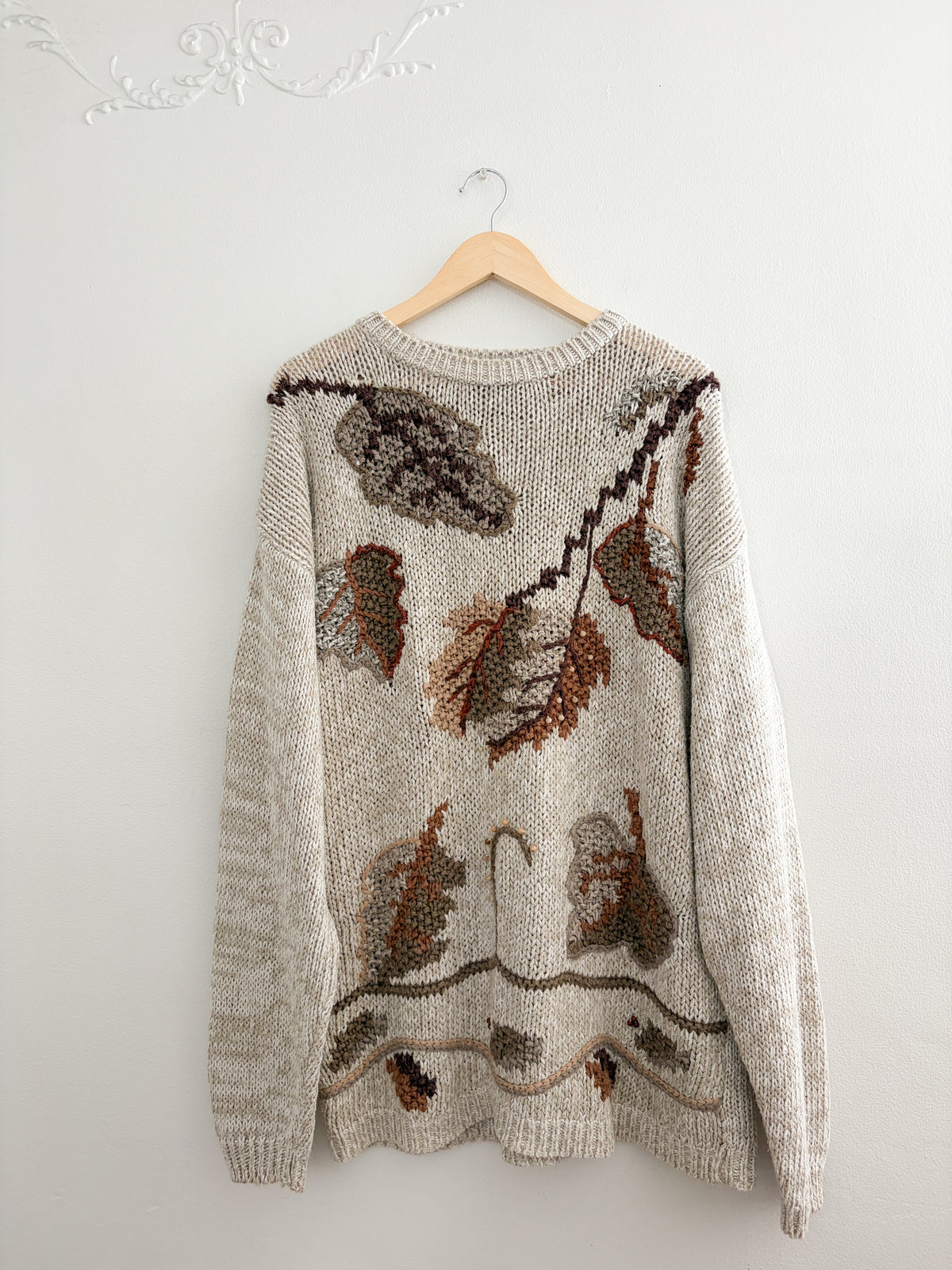 Vintage Leaf Knit Sweater (XL)
