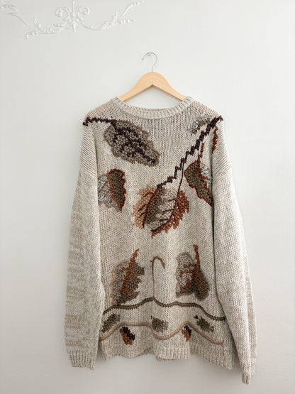 Vintage Leaf Knit Sweater (XL)