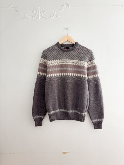 Vintage Patterned Wool Sweater (M)
