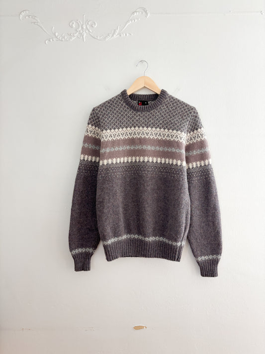 Vintage Patterned Wool Sweater (M)