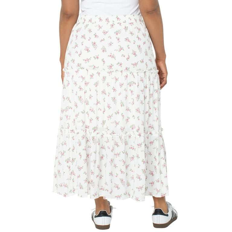 Pink Floral Tiered Skirt