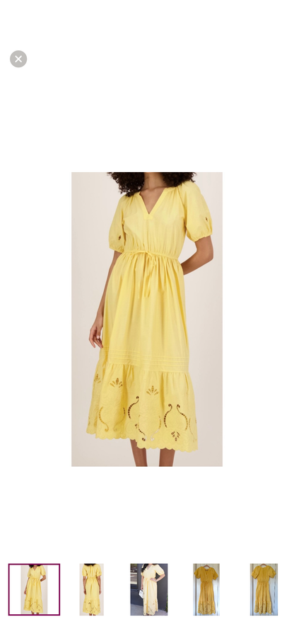 Moon River Yellow Puff Sleeve Dress (S)