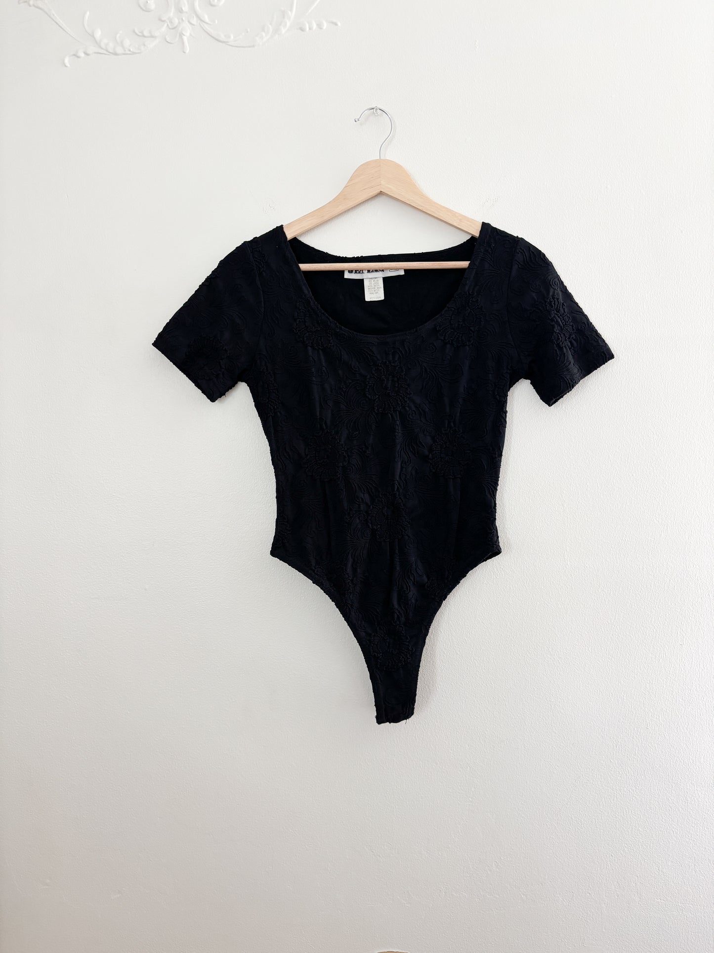 Vintage Floral Black Bodysuit (M)