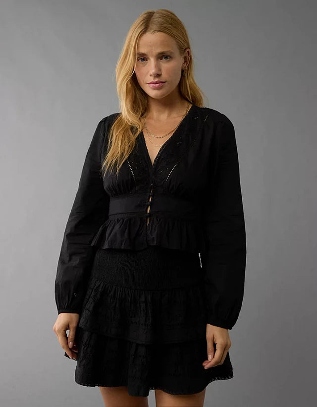 AE Black Cropped Blouse (XL)