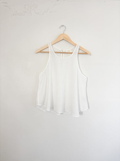 Maeve White Linen Tank Top (S)