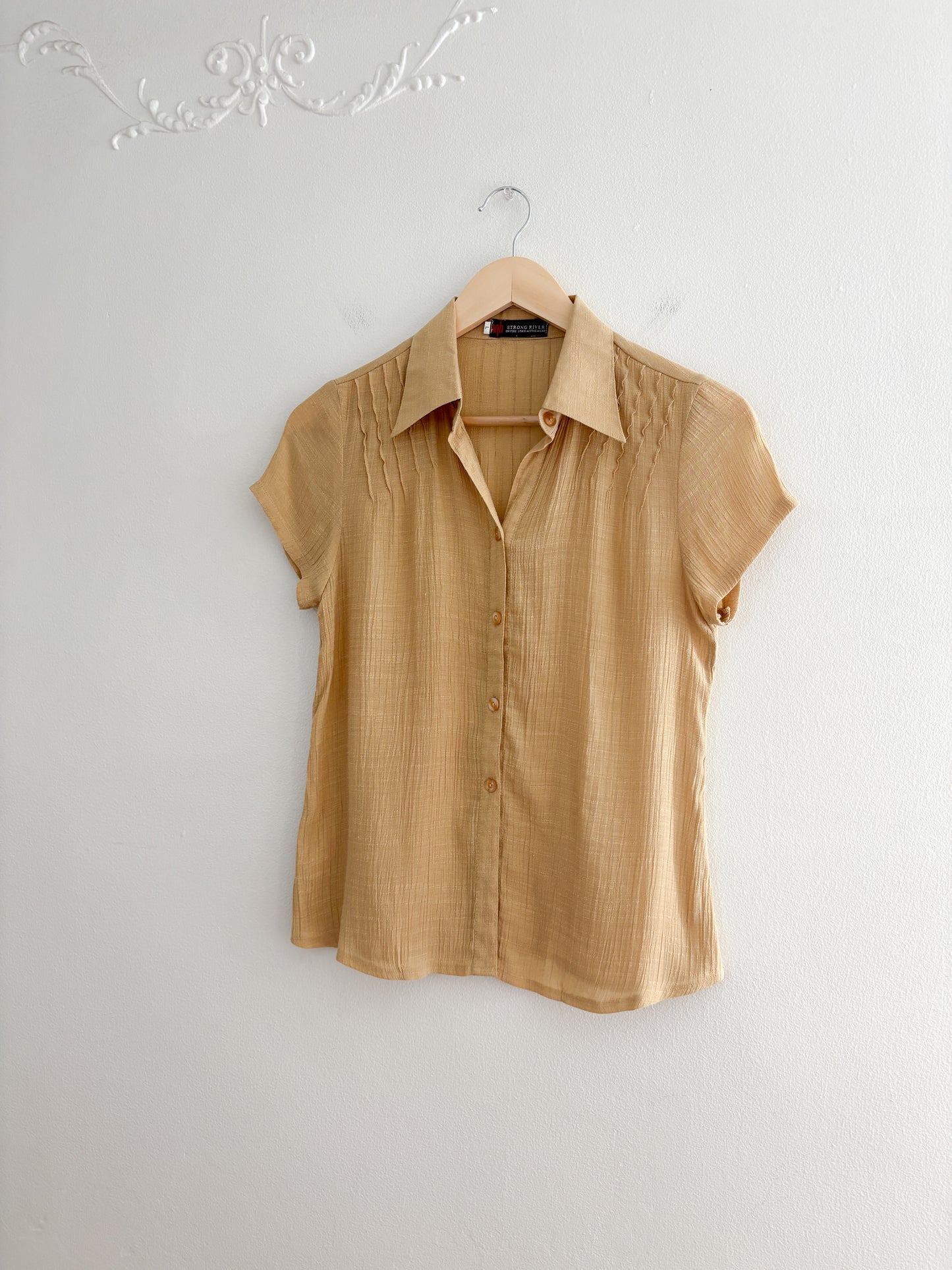Vintage Yellow Button Up Top (S)