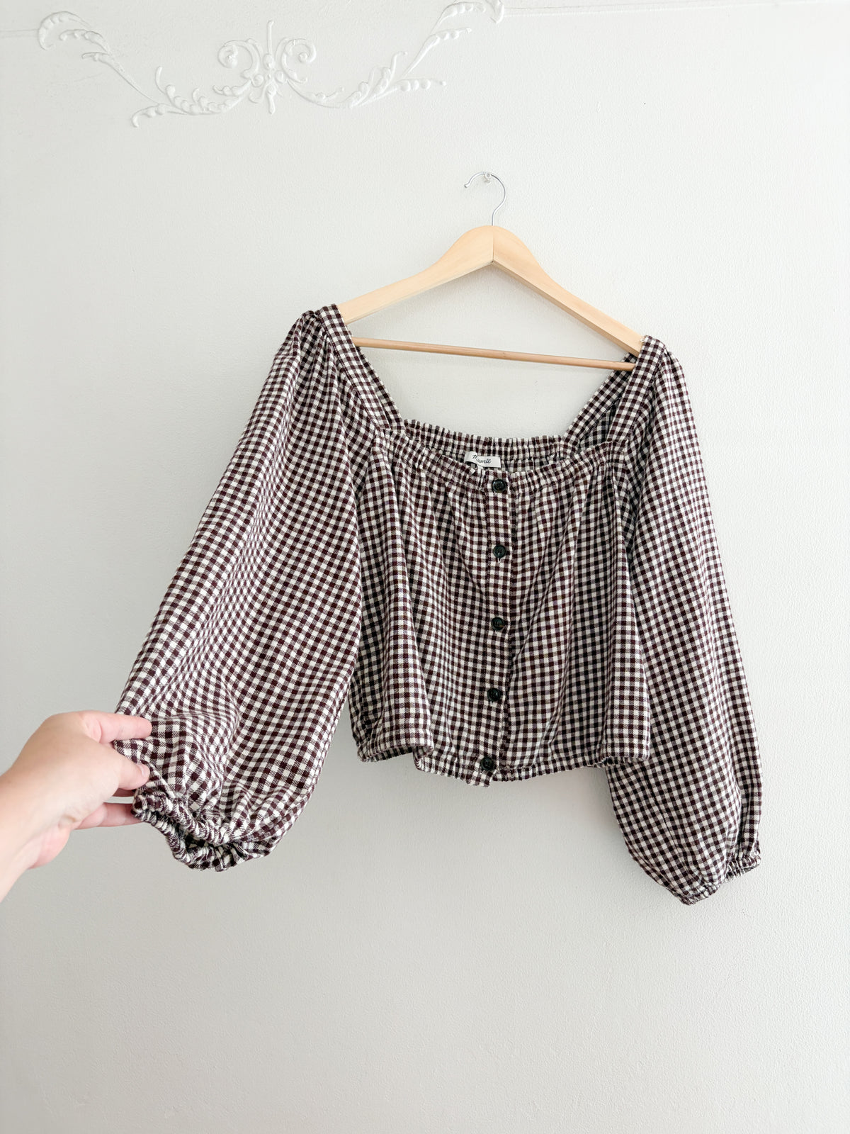 Madewell Brown Gingham Blouse (L)