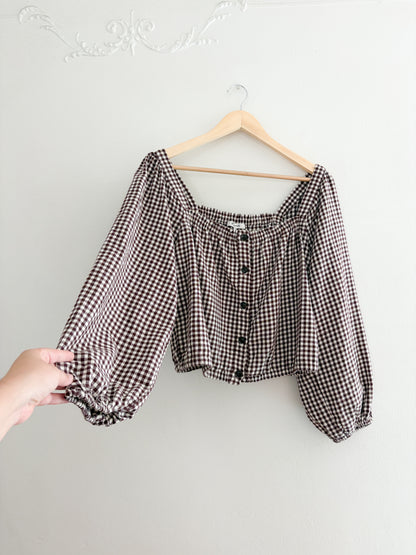 Madewell Brown Gingham Blouse (L)