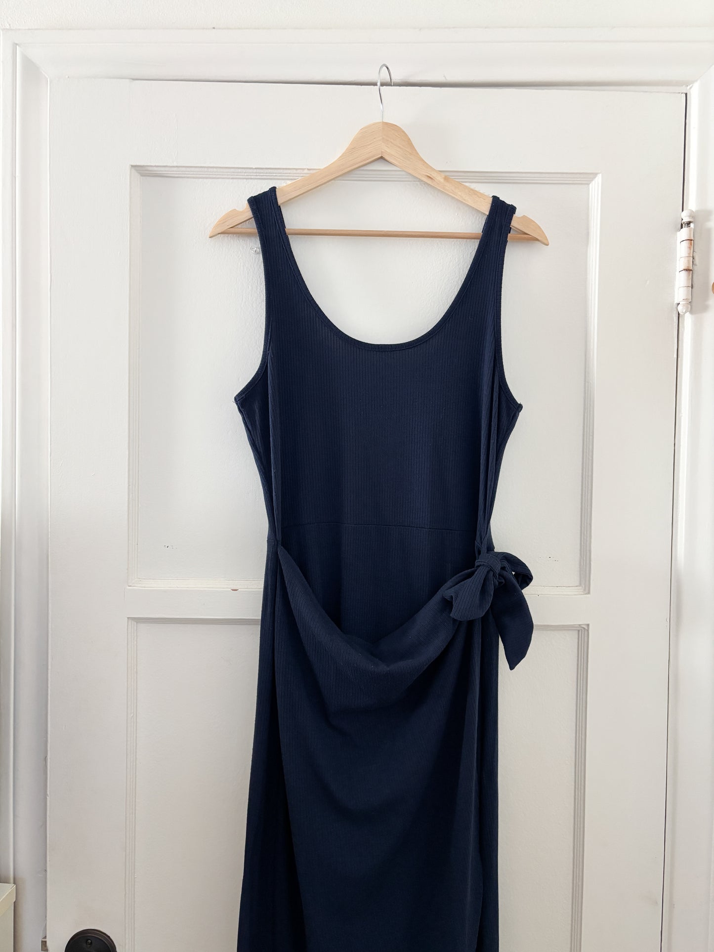 Socialite Ribbed Navy Wrap Dress