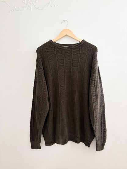 Vintage Olive Cotton Blend Sweater (XL)