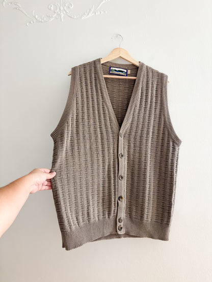 Vintage Woven Patterned Sweater Vest (L)