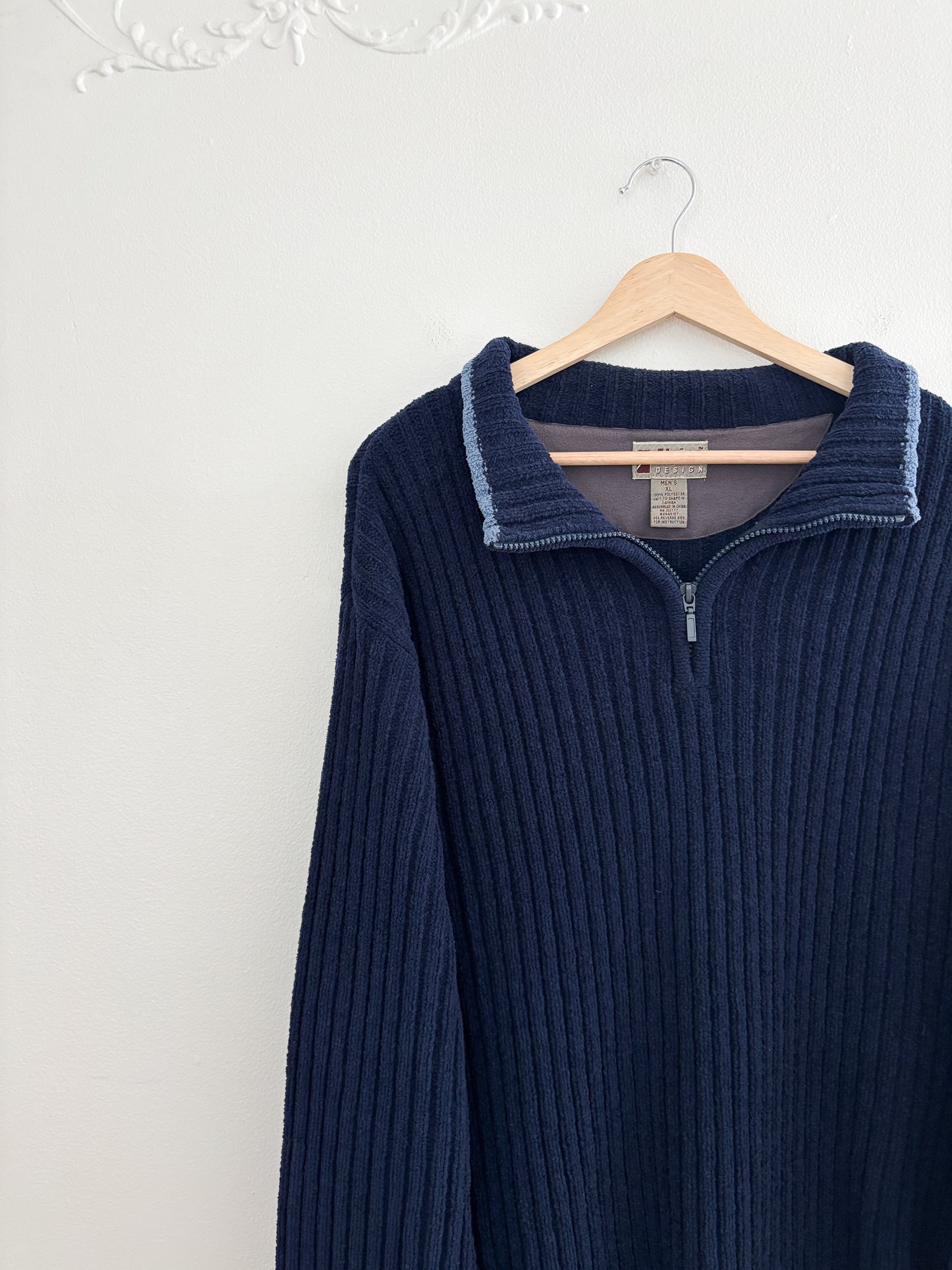 Vintage Chenille Ribbed Quarter Zip (XL)