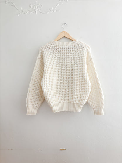 Vintage Cream Knit Sweater (S)
