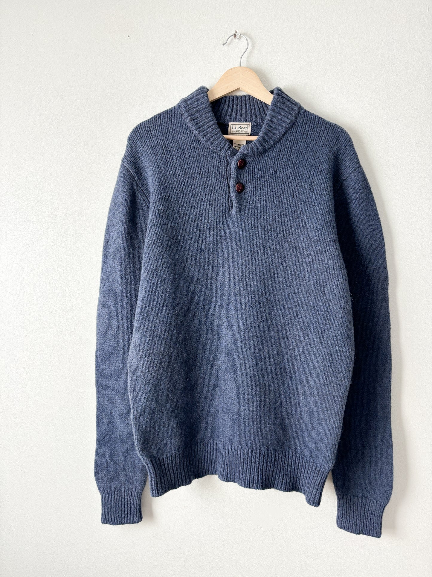 Vintage LL Bean Blue Henley Knit