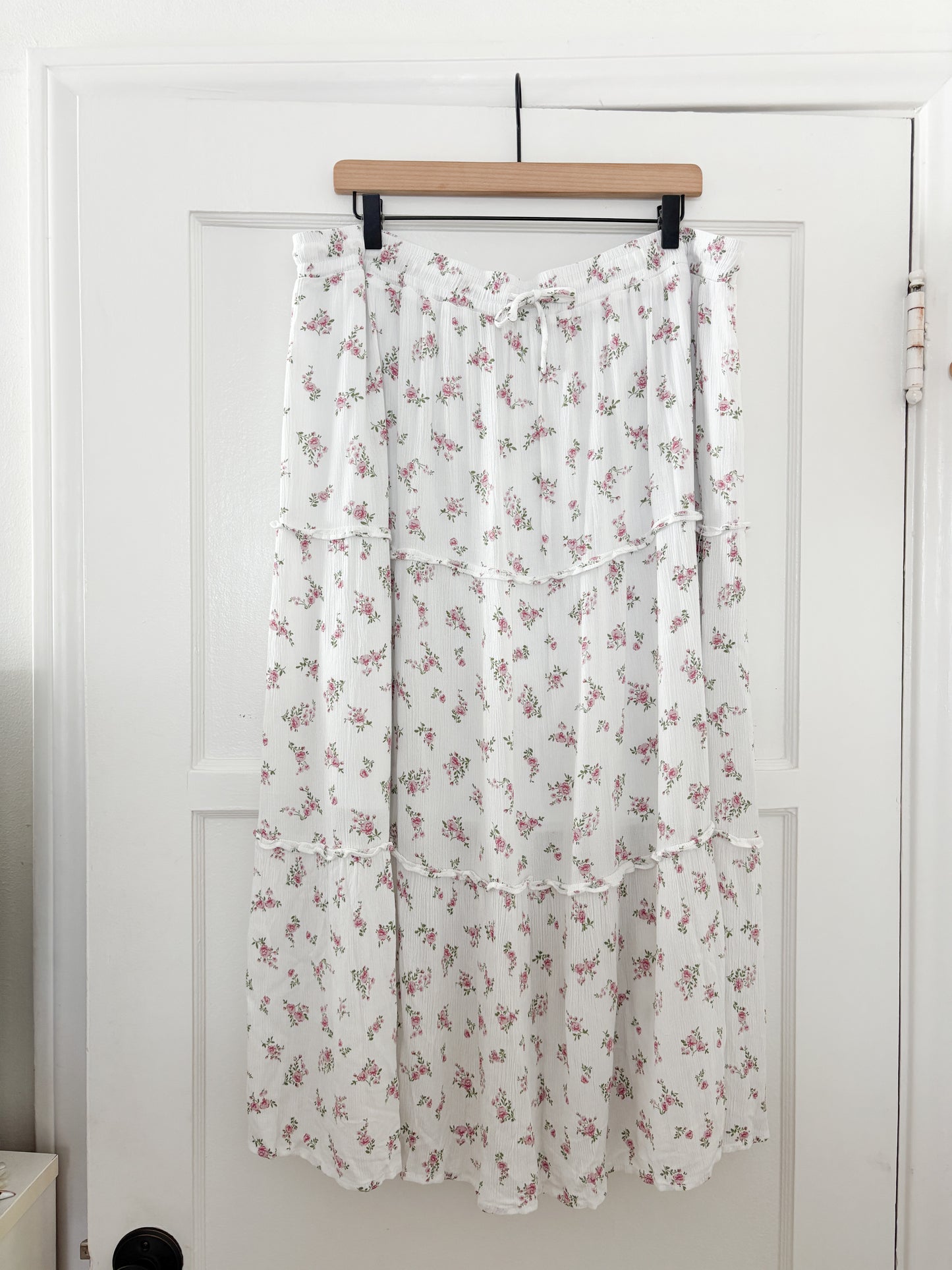 Pink Floral Tiered Skirt