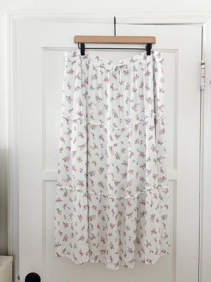 Pink Floral Tiered Skirt