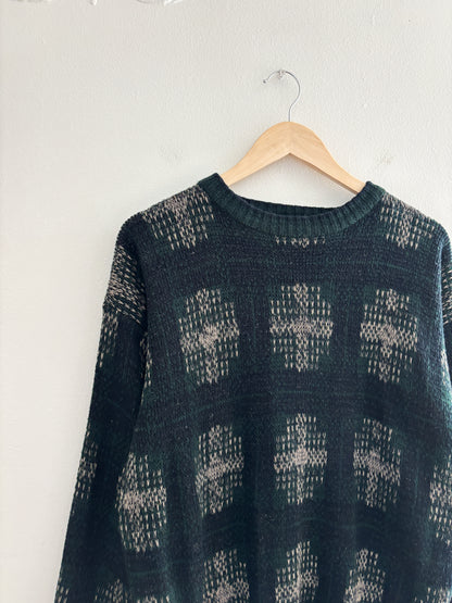 Vintage Acrylic Green Patterned Sweater (M)