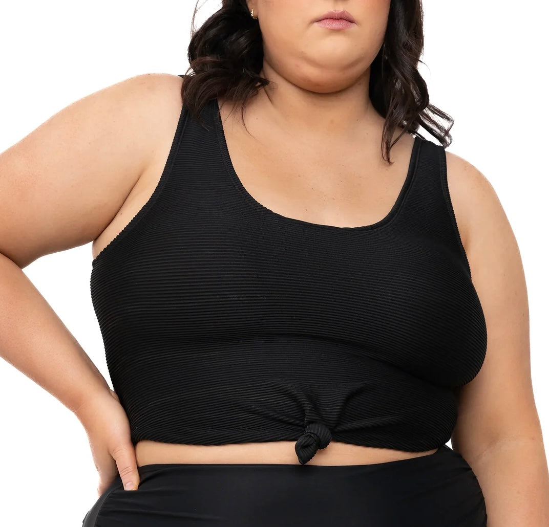 Coral Reef Black Ribbed Swimsuit (XL)