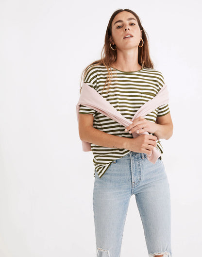 Madewell green striped tee (XS)
