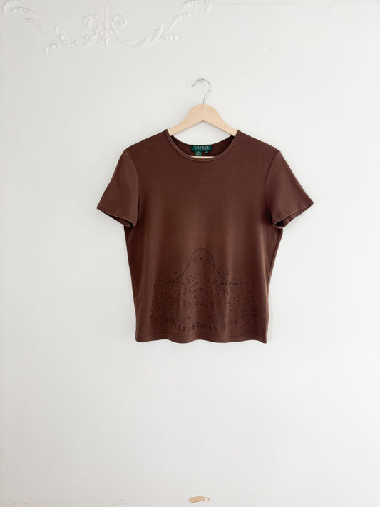 Vintage Ralph Lauren Brown Eyelet Tee (M)