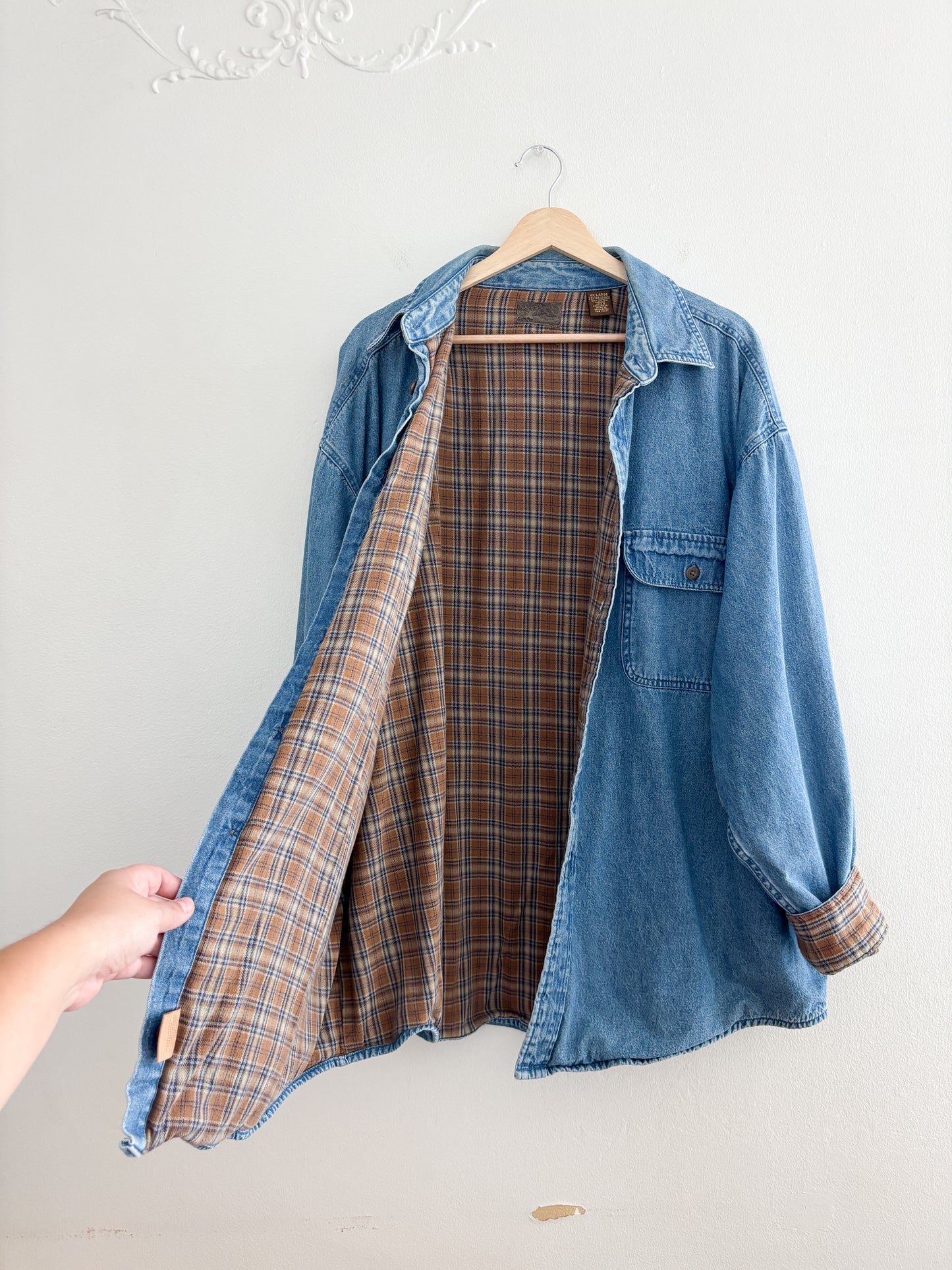 Vintage Flannel Lined Denim Shacket (XXL)