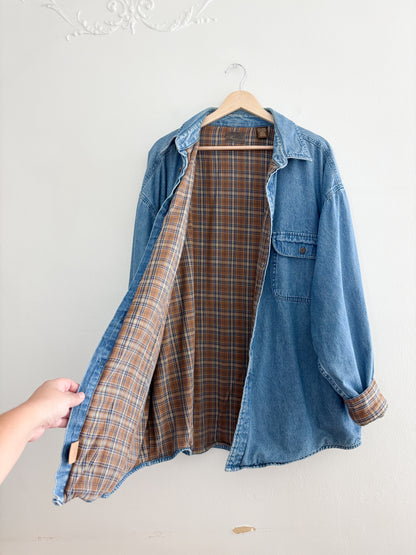 Vintage Flannel Lined Denim Shacket (XXL)