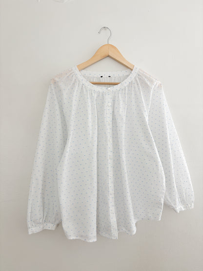 Blue polka dot blouse (L/XL)