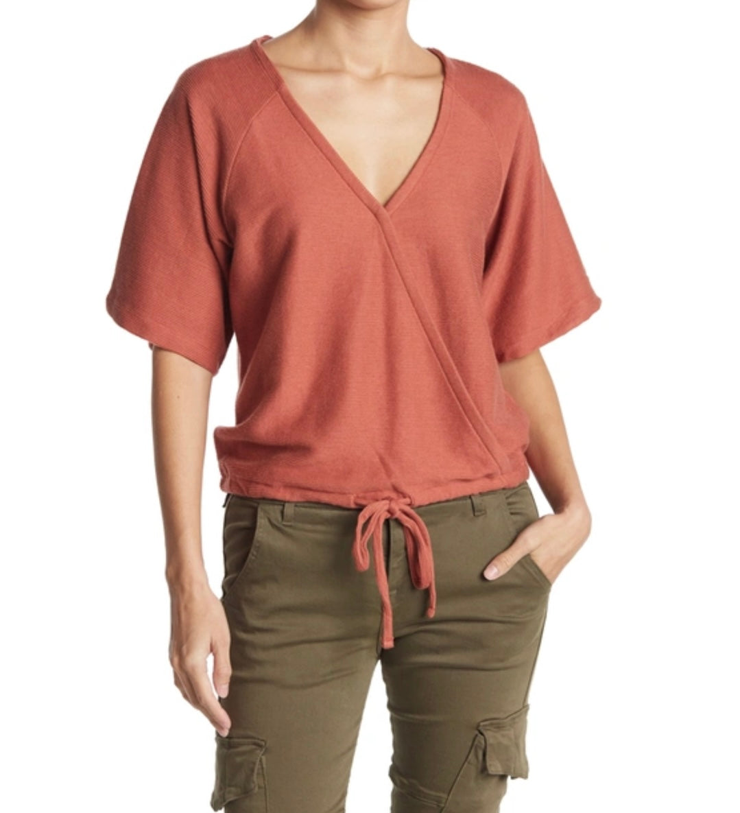 Madewell Drapey Ottoman Jacquard Wrap Top (S)