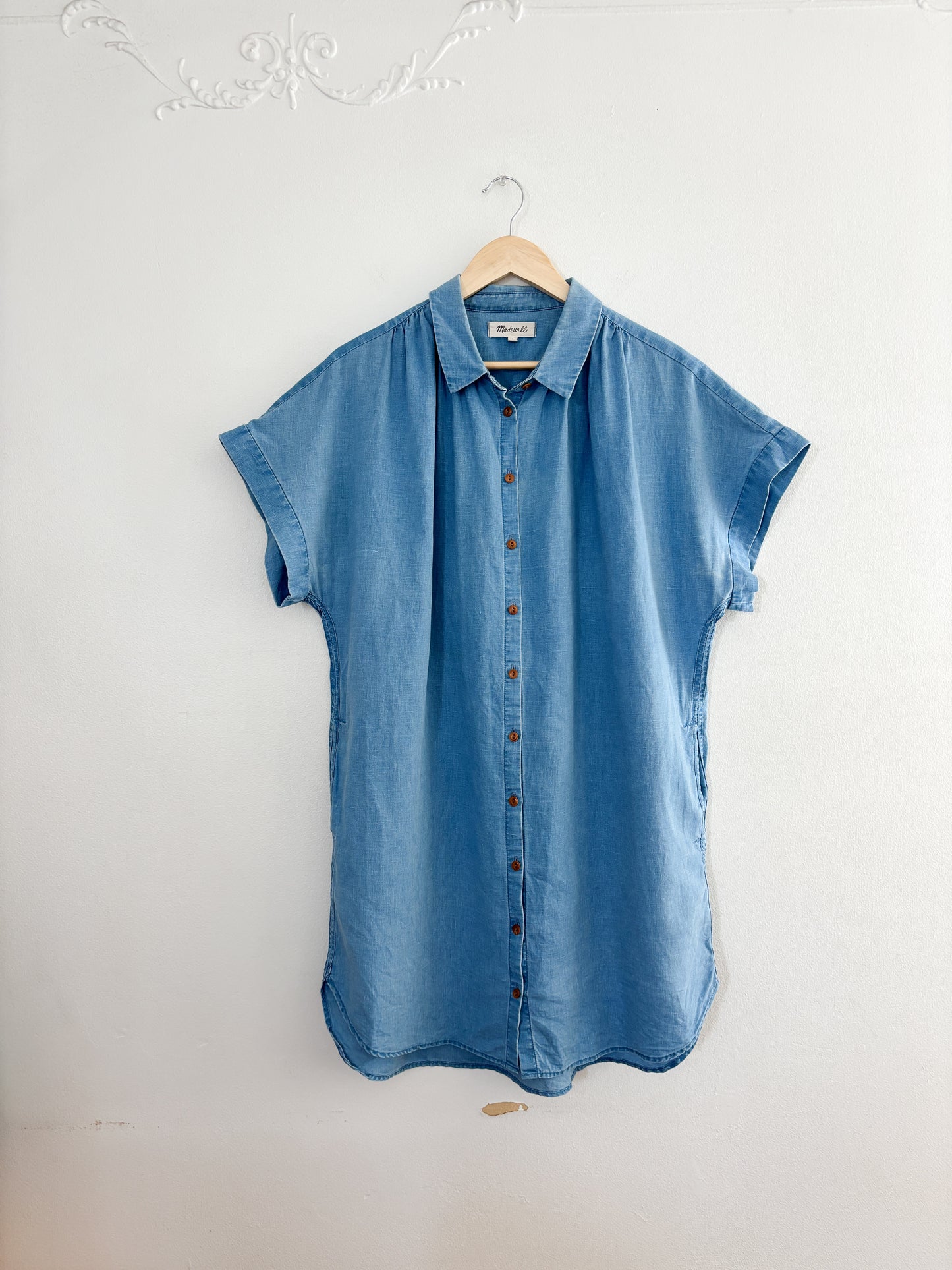 Madewell Linen Blend Button Dress (XL)