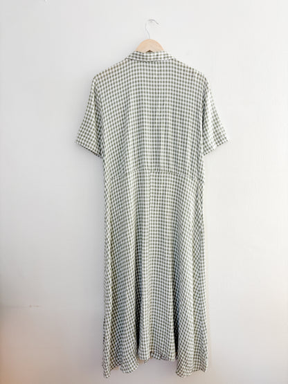 Vintage Sage Gingham Dress (14W)
