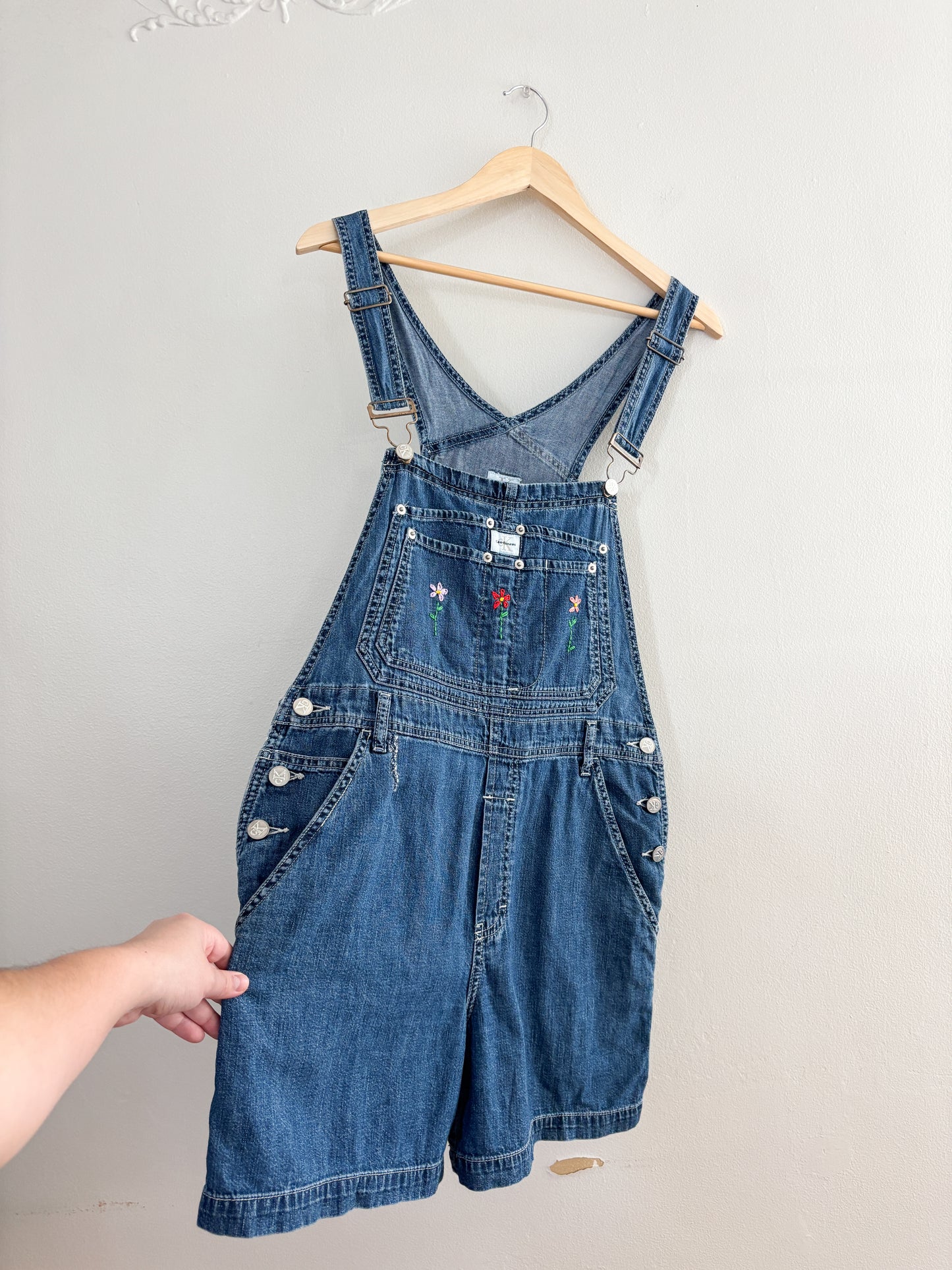Vintage Calvin Klein Floral Embroidered Overalls (M)