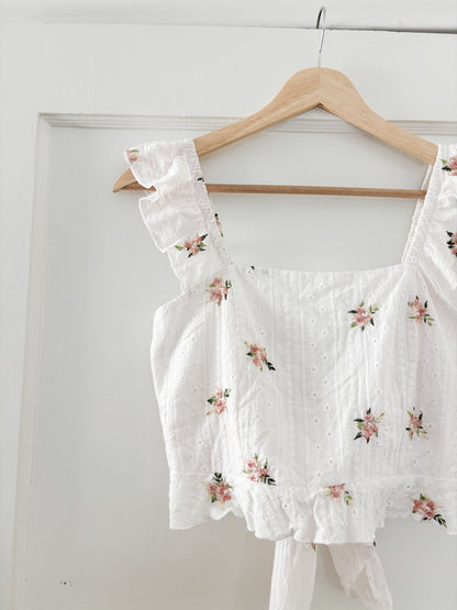 Floral Ruffle Crop Top (XS/S)