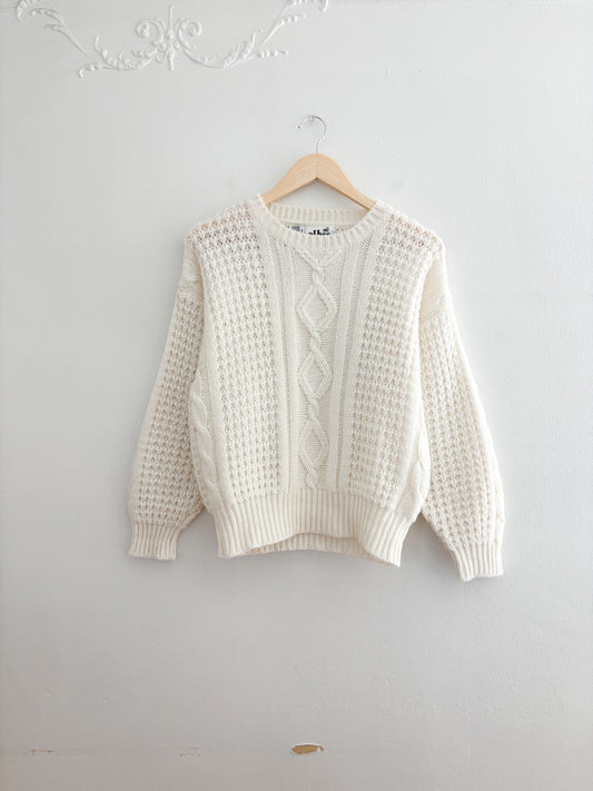 Vintage Cream Knit Sweater (S)