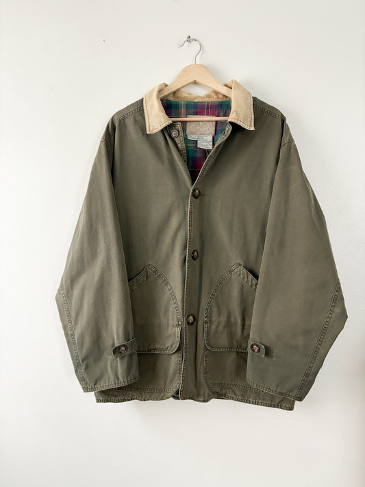 Vintage Army Green Flannel Lined Chore Coat