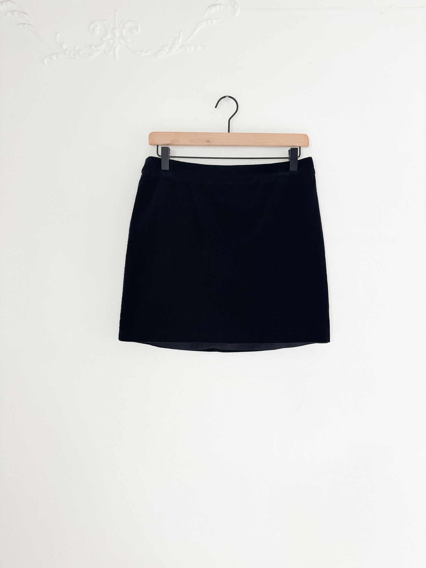 Express Black Velvet Mini Skirt (28”)