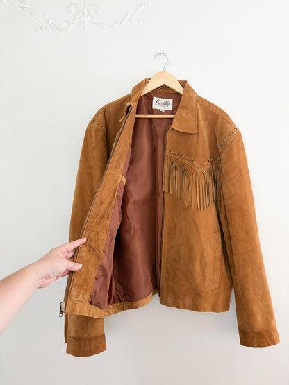Vintage Scully Leather Suede Fringe Zip Up Jacket (XL)
