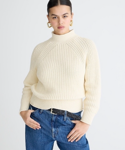 J Crew White Relaxed Rollneck Sweater (S)