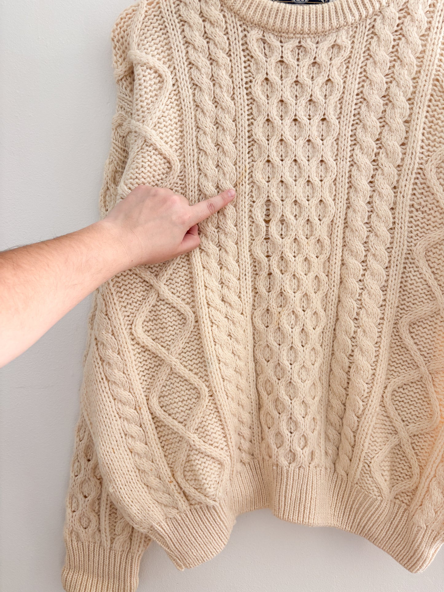 Vintage Cableknit Wool Sweater (XL)