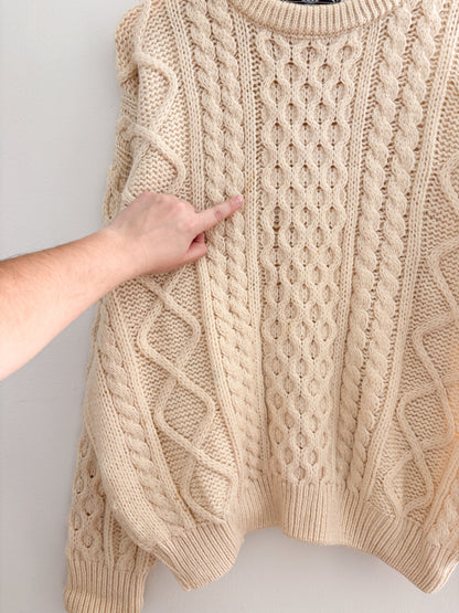 Vintage Cableknit Wool Sweater (XL)
